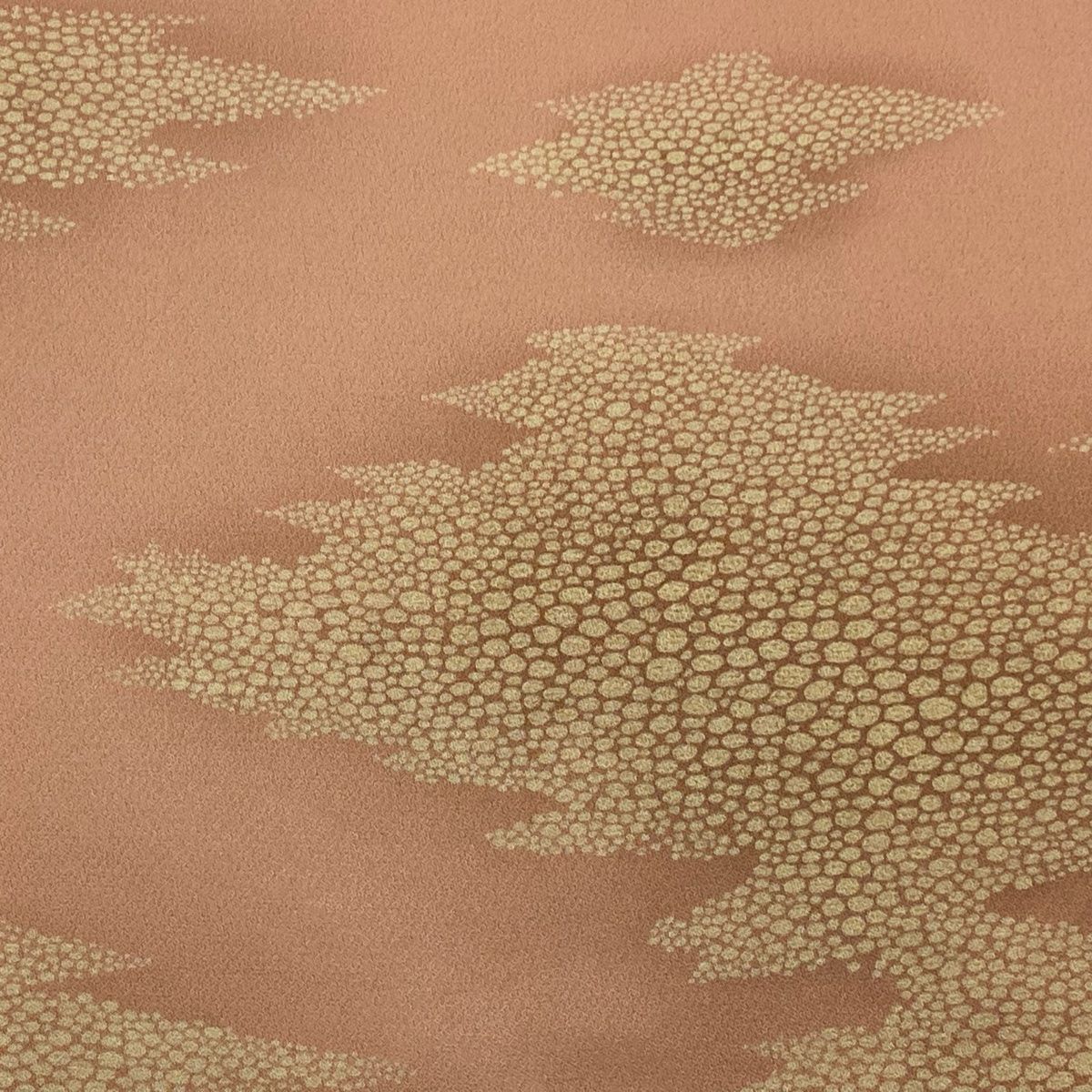 反物 秀品 小紋 霞 幾何学 ぼかし 薄オレンジ 正絹