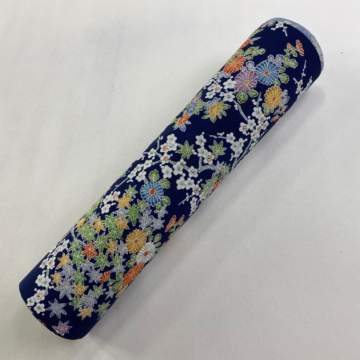 反物 秀品 小紋 牡丹 梅 縮緬 濃紺 正絹 小紋 着物反物