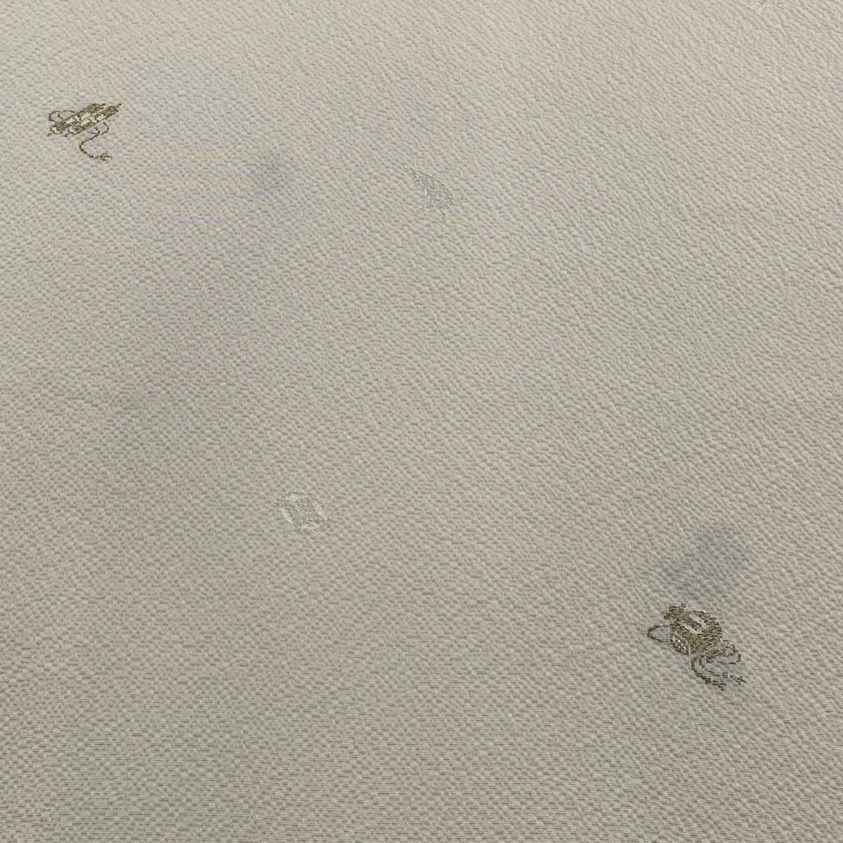 反物 秀品 小紋 宝尽くし 刺繍 縮緬 クリーム 正絹