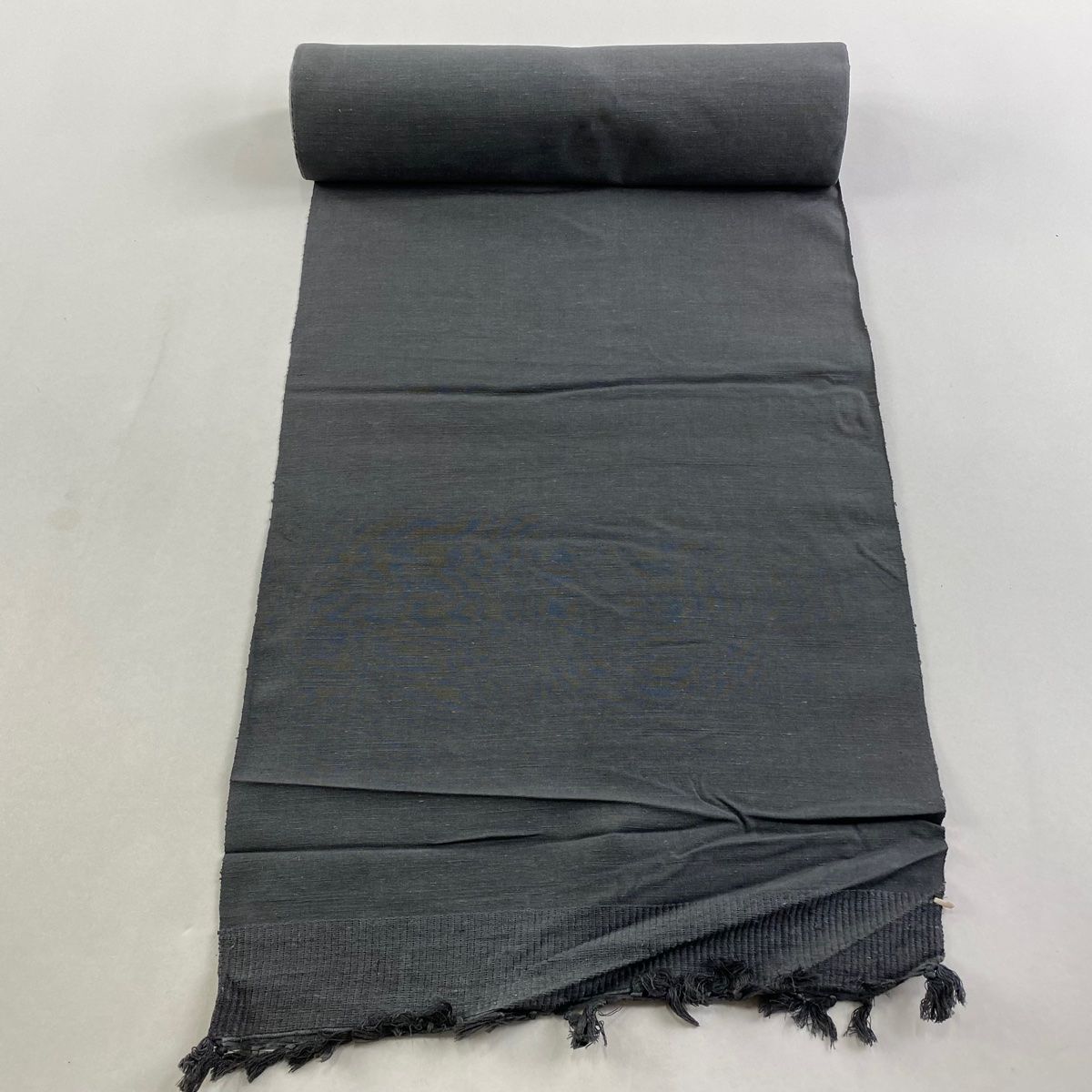反物 秀品 紬 黒灰 正絹 【】