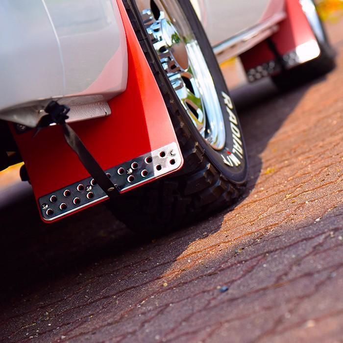 送料無料 200系 ハイエース 大型 マッドガード 泥除け レッド 1台分 セット マッド フラップ 無地