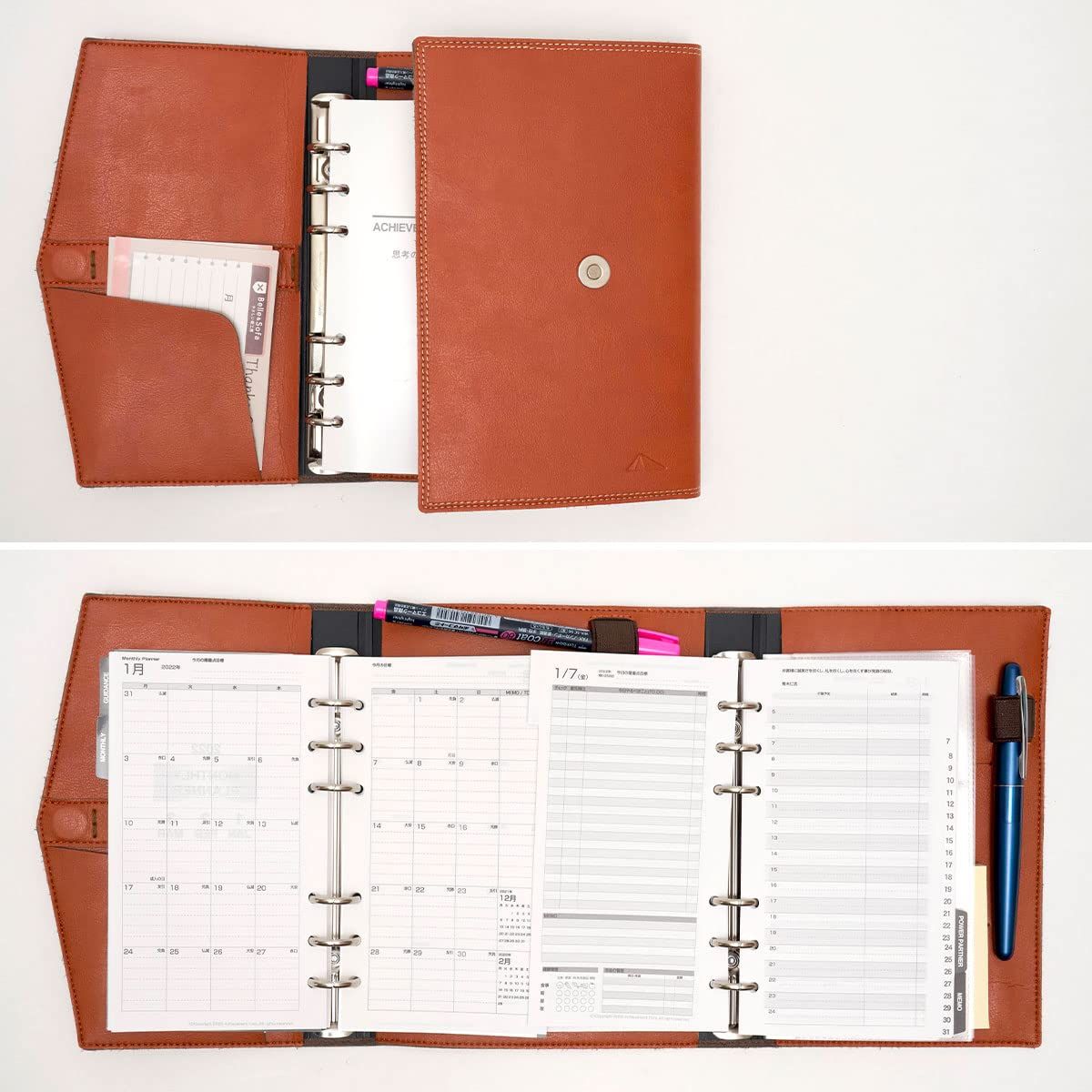 やさしい靴工房 Belle - Sofa バイブルサイズ 手帳 カバー 月間 週間 バインダー ミニ6穴 システム手帳 ペンホルダー ヴィーガンレザー BIBLE 2026年 ピーチベージュ WWW_OPDRERGINERDOGAN_COM