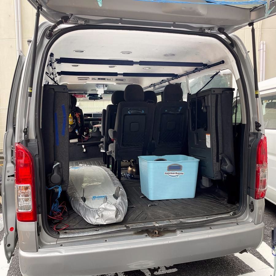 送料無料 200系ハイエース ワゴンGL用 左右サイドバー- 長 スライドバー2本セット 延長ステー パッド付 車内キャリア 脚立 ロッドホルダー 車室内