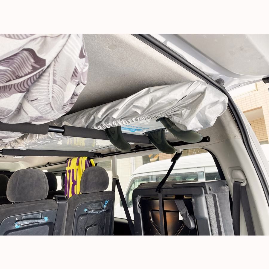 送料無料 200系ハイエース ワゴンGL用 左右サイドバー- 長 スライドバー2本セット 延長ステー パッド付 車内キャリア 脚立 ロッドホルダー 車室内 BRIGHTFACE_UK