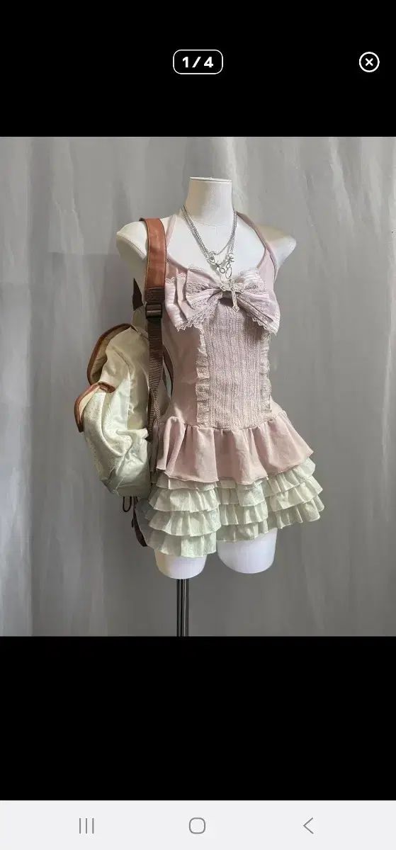 ピンク ホルターネック リボンノースリーブ トップス