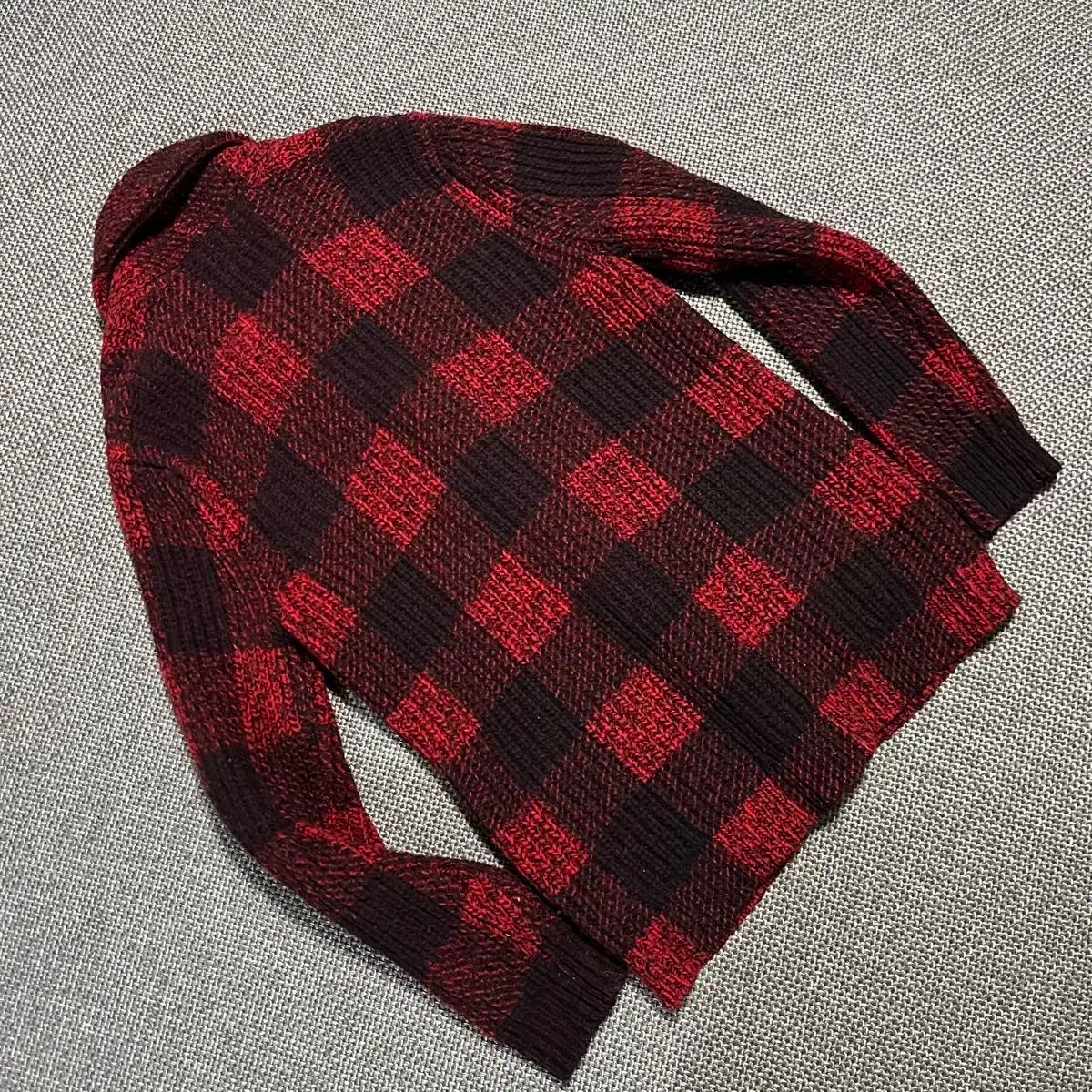 デニムアンドサプライ CHECK ニット カーディガン レッド