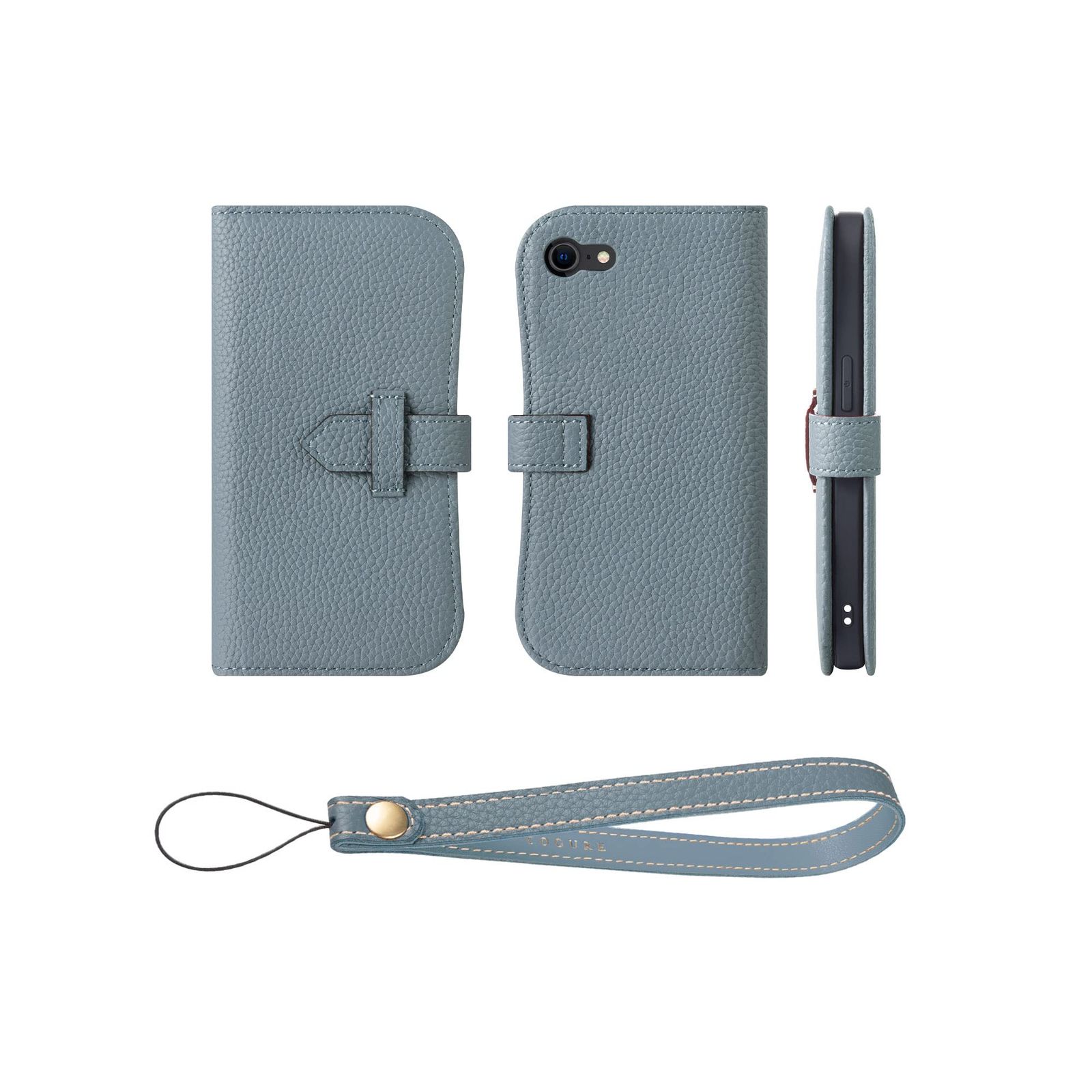 COGURE コグレ iPhone SE 第3 2世代 8 7 手帳型 ケース スマホケース 本革 ベルト付き カード収納 ストラップ 落下防止 スタンド機能 TPUケース 耐衝撃 磁石なし ギフトボックス付き COPA ブルーリン BlueLin