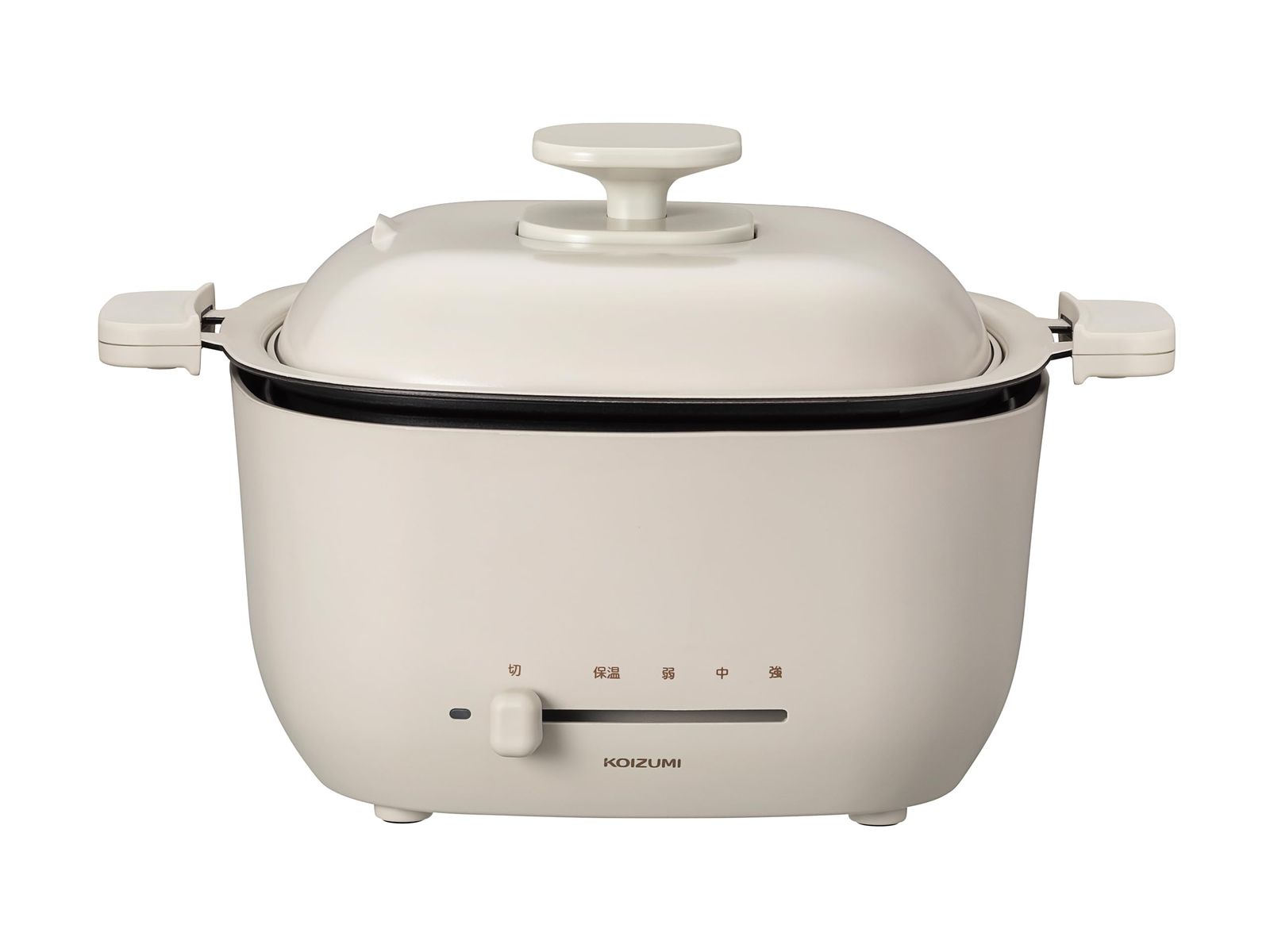 コイズミ ミニグリル鍋 電気鍋 一人用 コンパクト 無段階温度調節 取っ手付き ベージュ KHP 0651 C