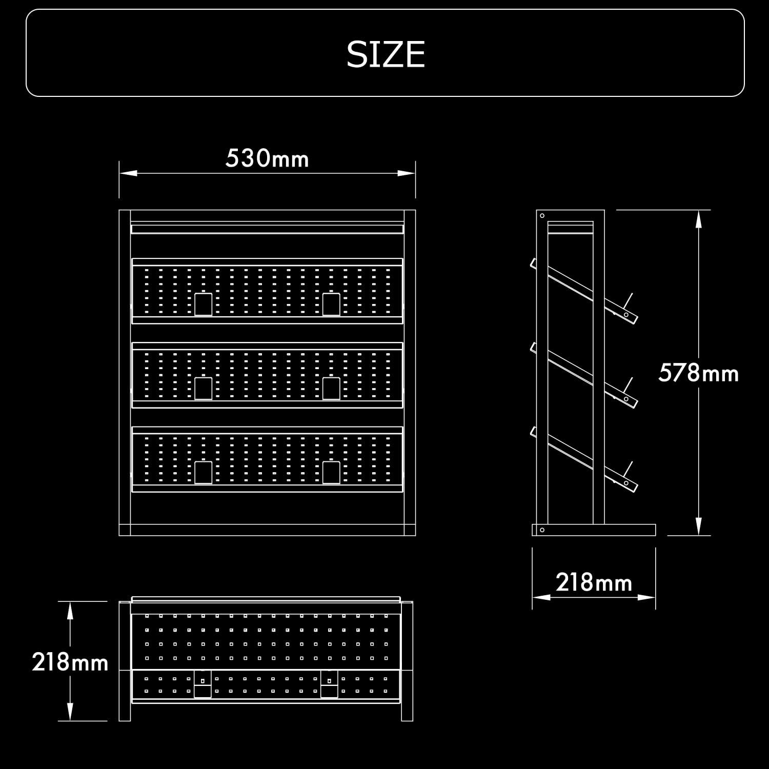 Bauhutte バウヒュッテ 卓上 ディスプレイラック フルキーボードが飾れる デバイス収納 角度調節 デスクサイド設置 クランプ固定式 幅53cm BHS-DR520-BK