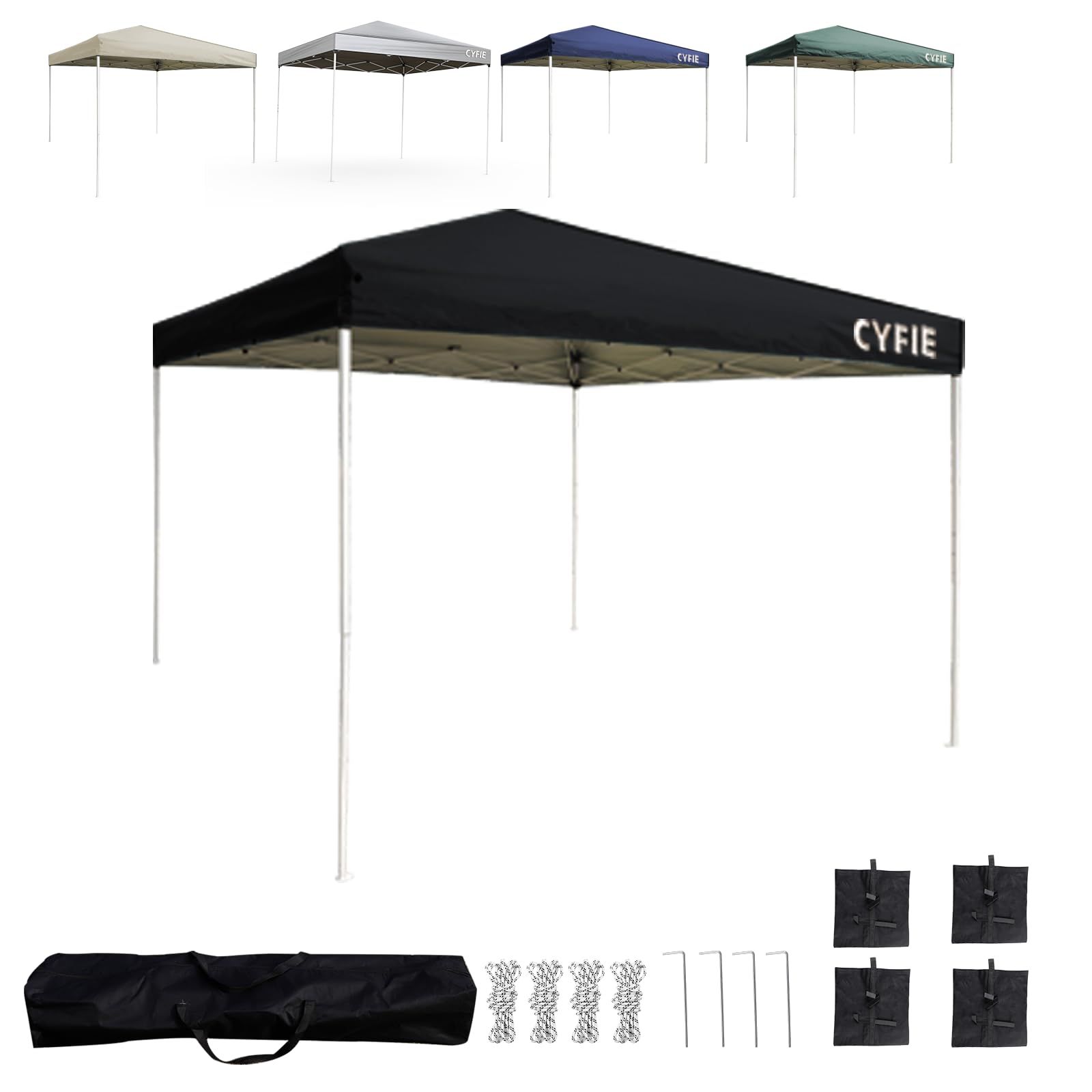 CYFIE タープテント 3m×3m 遮熱 遮光 UVカット耐水 防風 ワンタッチ設営 3段階調節 コンパクト収納 イベントテント 運動会 業務用 祭り 屋台 アウトドア用 スチールフレーム 錆び防止 設営説明書付属 収納袋付き キャンプ バーベキュー