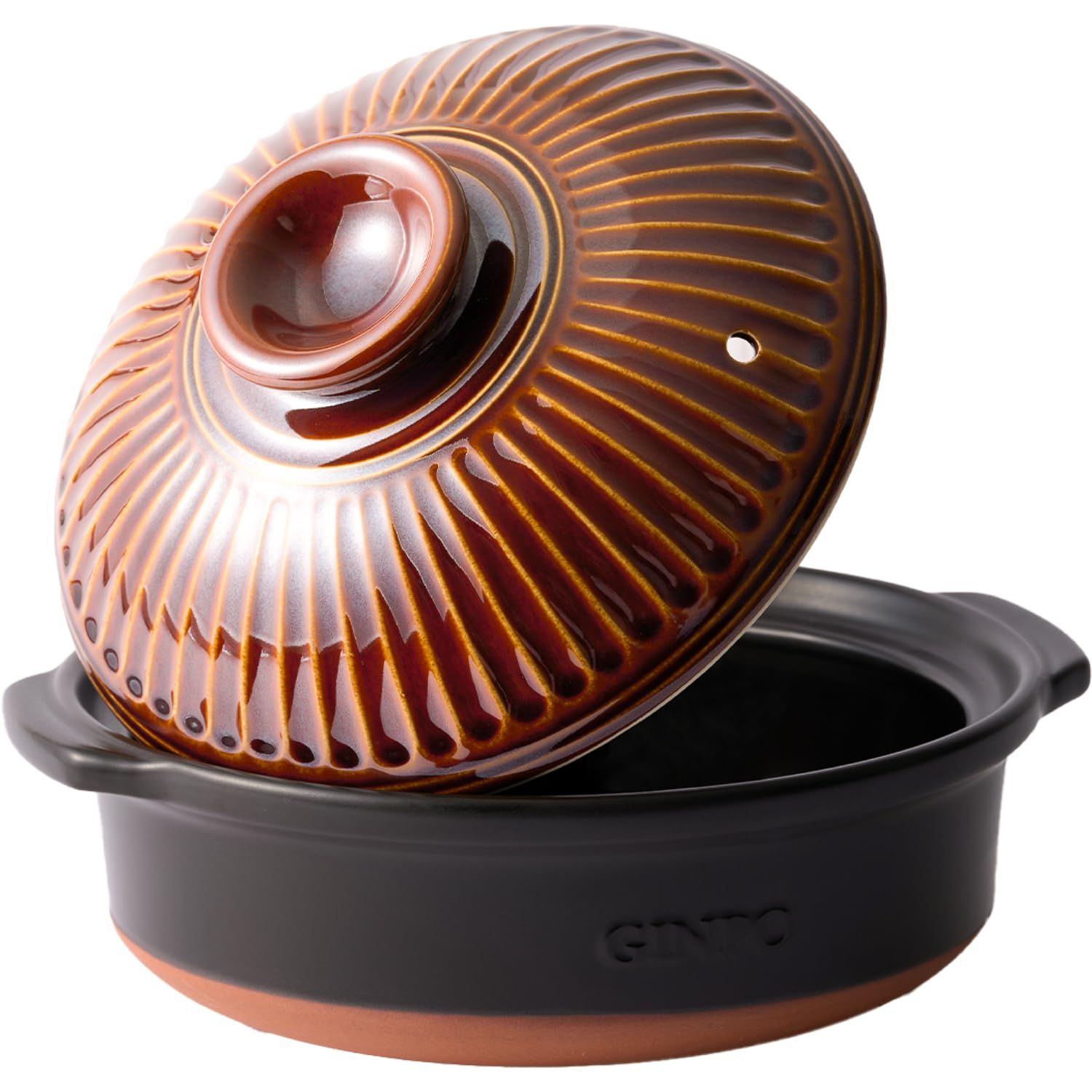 土鍋 9号 3-4人用 菊花 深型 銀峯陶器 日本製 萬古焼 レトロ おしゃれ 公式オンライン 品 | 炊飯 直火 電子レンジ オーブン ブラウン 飴 9号 3-4人用