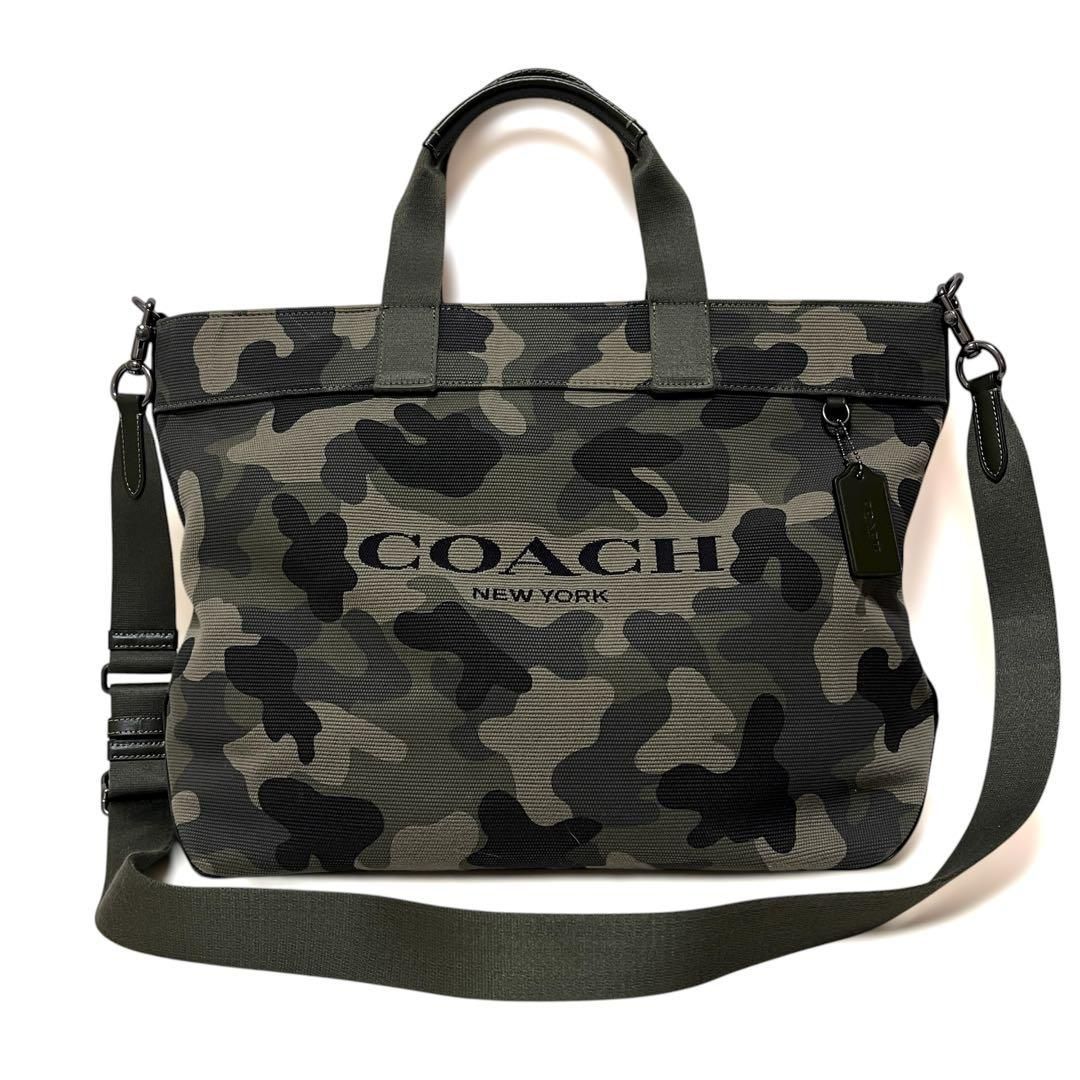 COACH コーチ トートバッグ ハンドバッグ 2WAY カモフラ 迷彩 グリーン CY805 メンズ 大容量