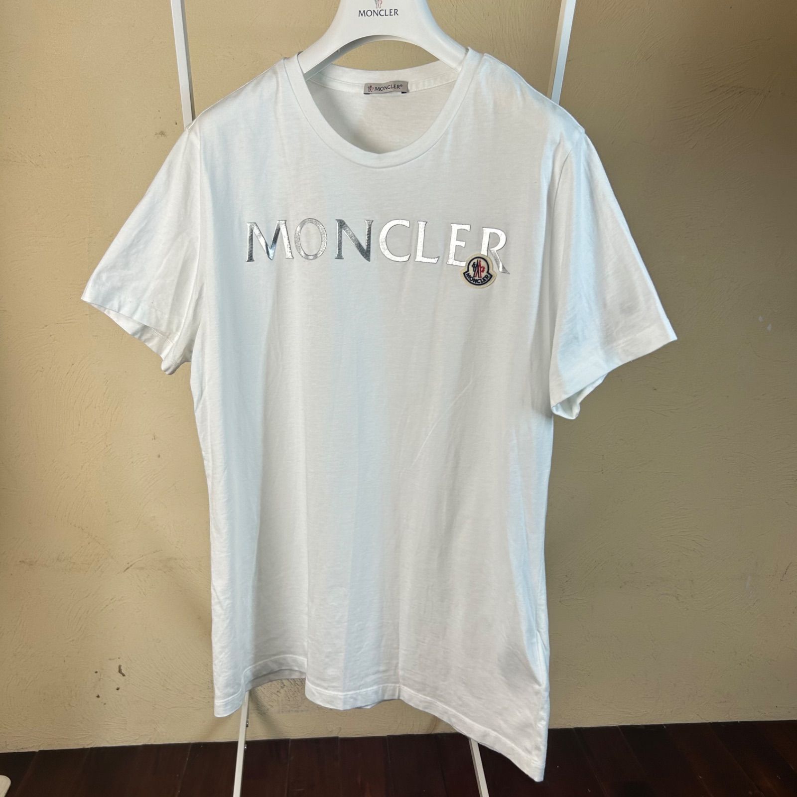 MONCLER モンクレールシルバーロゴ半袖Tシャツ白L