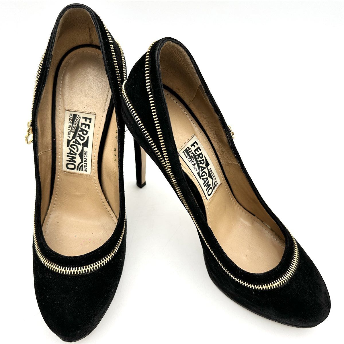 □希少□ Ferragamo ハイヒール スエード ファスナー ガンチーニ