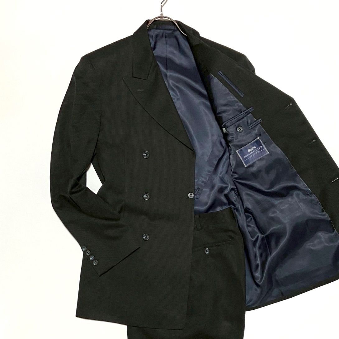 Melbo メルボ 麻布テーラー スーツ タキシード セットアップ 6B ダークグレー ストライプ