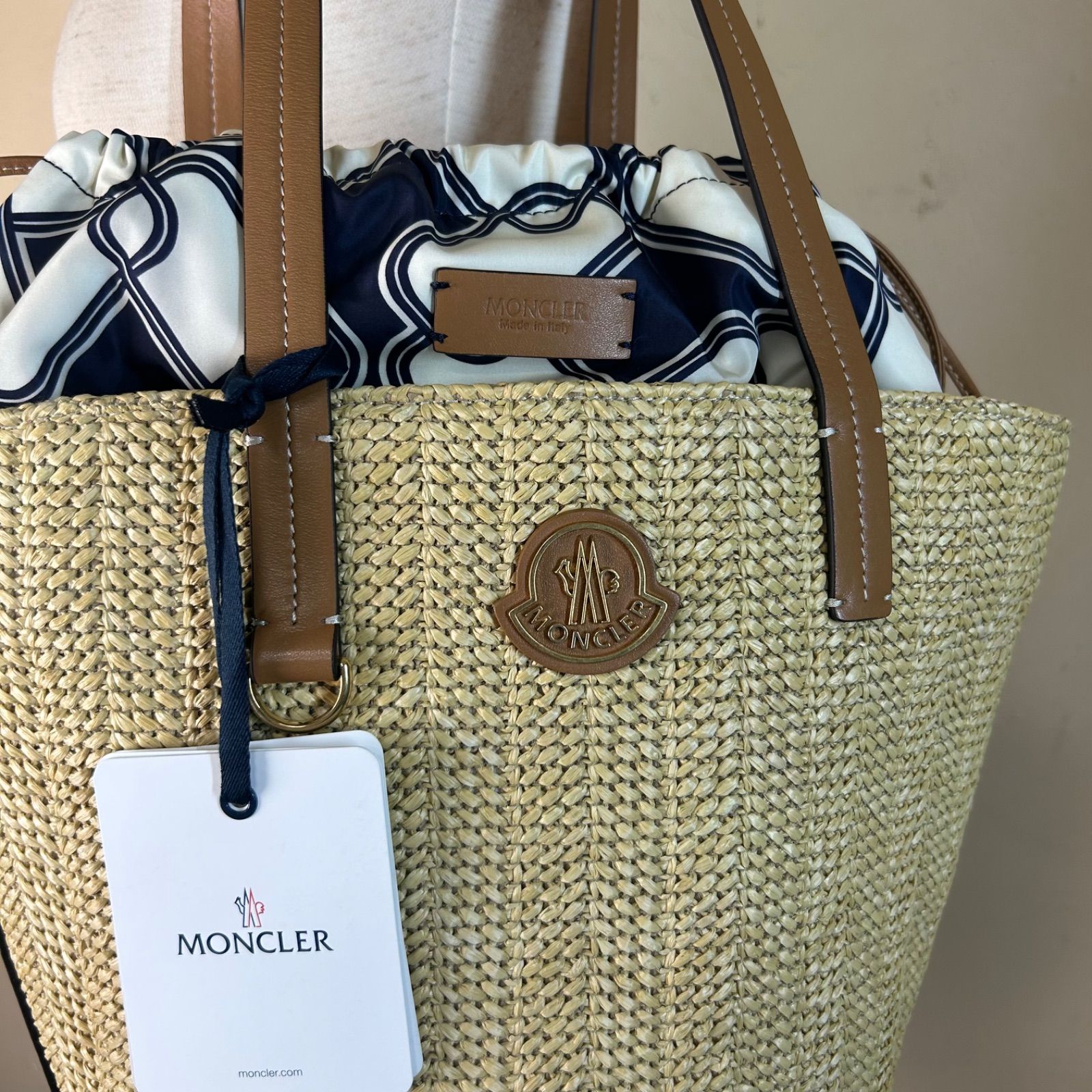 【未使用】MONCLER モンクレール トート 2WAY カゴストローバッグ 未使用タグ付き】MONCLER モンクレール トート 2WAY カゴバッグ