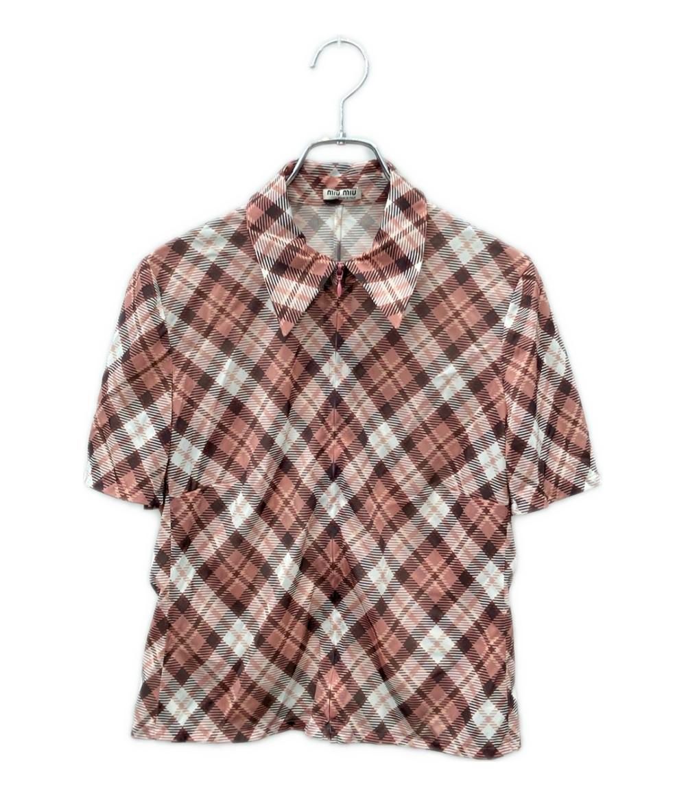 ミュウミュウ チェック柄 ジップアップシャツ レディース SIZE 40 S MIUMIU
