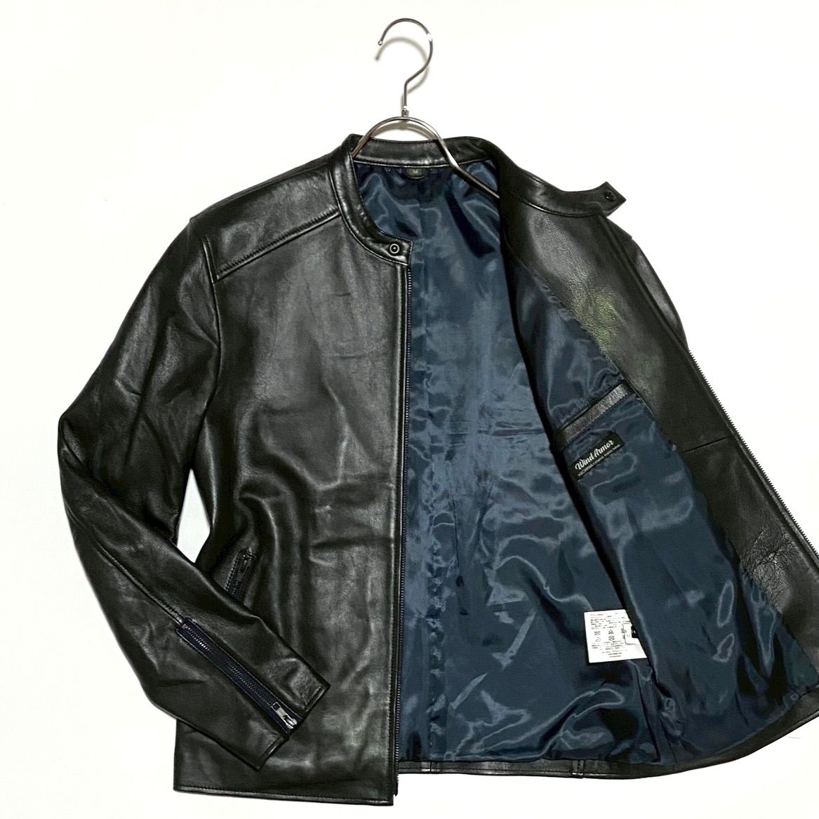 Wind Armor ウインドアーマー シングルライダースジャケット ノー ブラック ラムレザー 本革 羊革 M