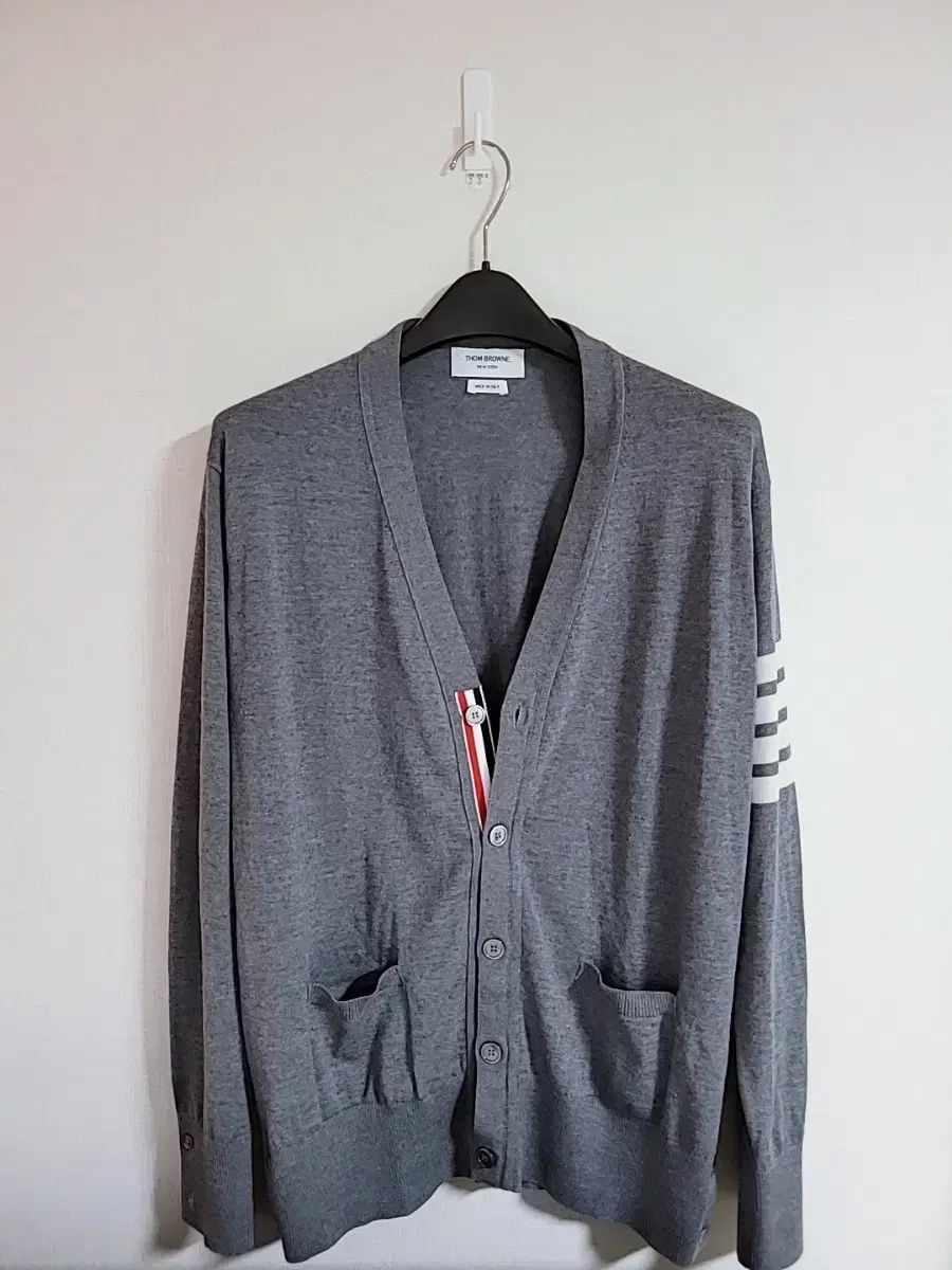 ハンコタグ トム ブラウン メリノウール 斜めボーダー 袖ストライプ カーディガン