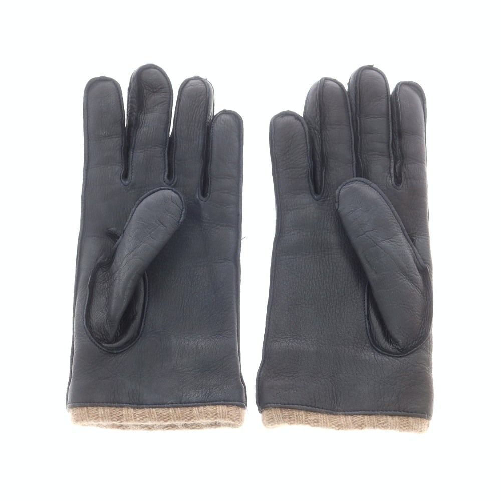 アルポ ALPO レザー カシミヤライニング 手袋 グローブ ネイビー サイズ8 1|2 メンズ