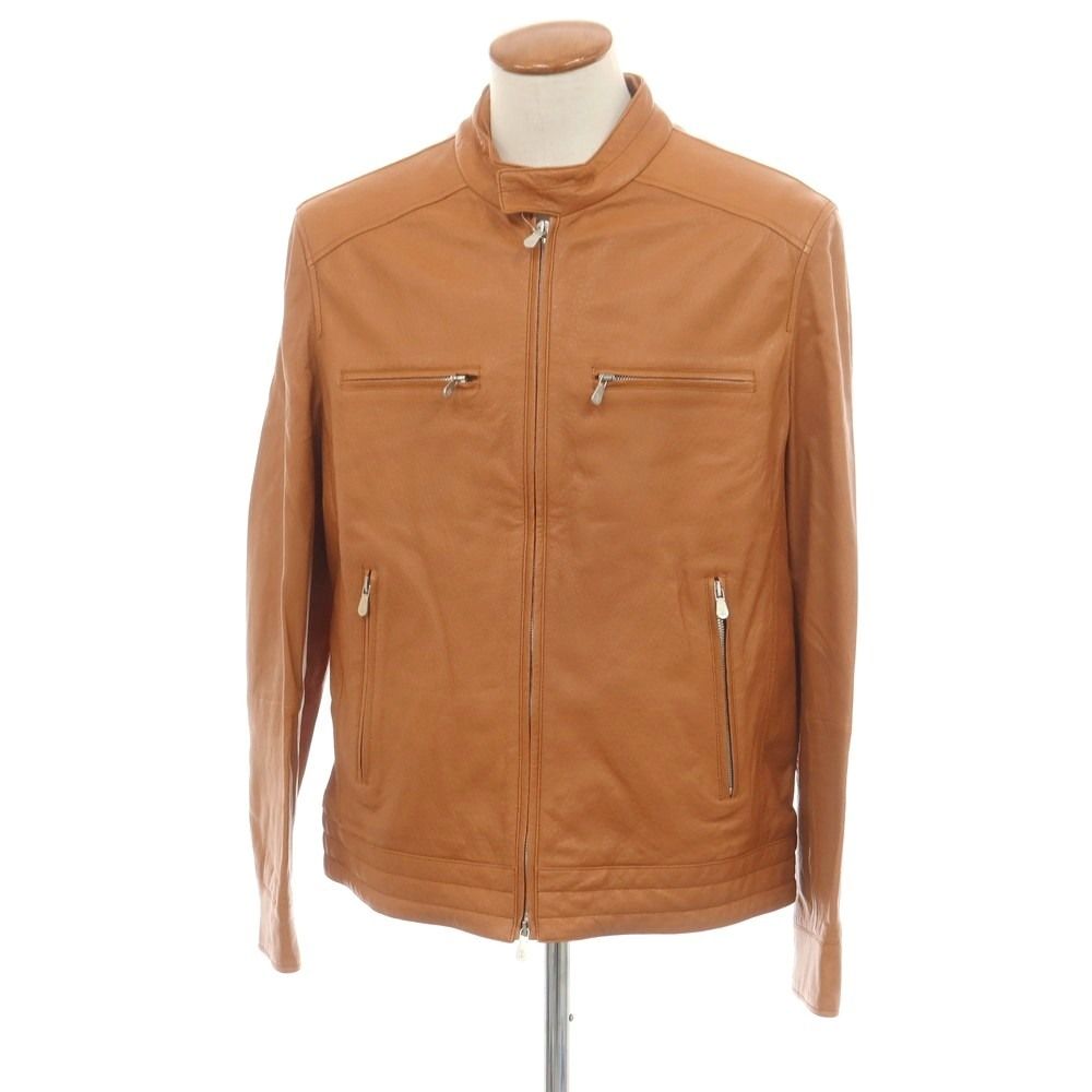 ブルネロクチネリ Brunello Cucinelli シングルライダース レザーブルゾン ライトブラウン サイズＭ メンズ