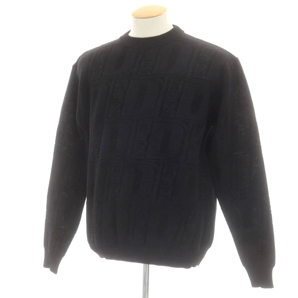 ディースクエアード DSQUARED2 ウールポリエステル ジャカード クルーネック プルオーバーニット ブラック サイズS メンズ