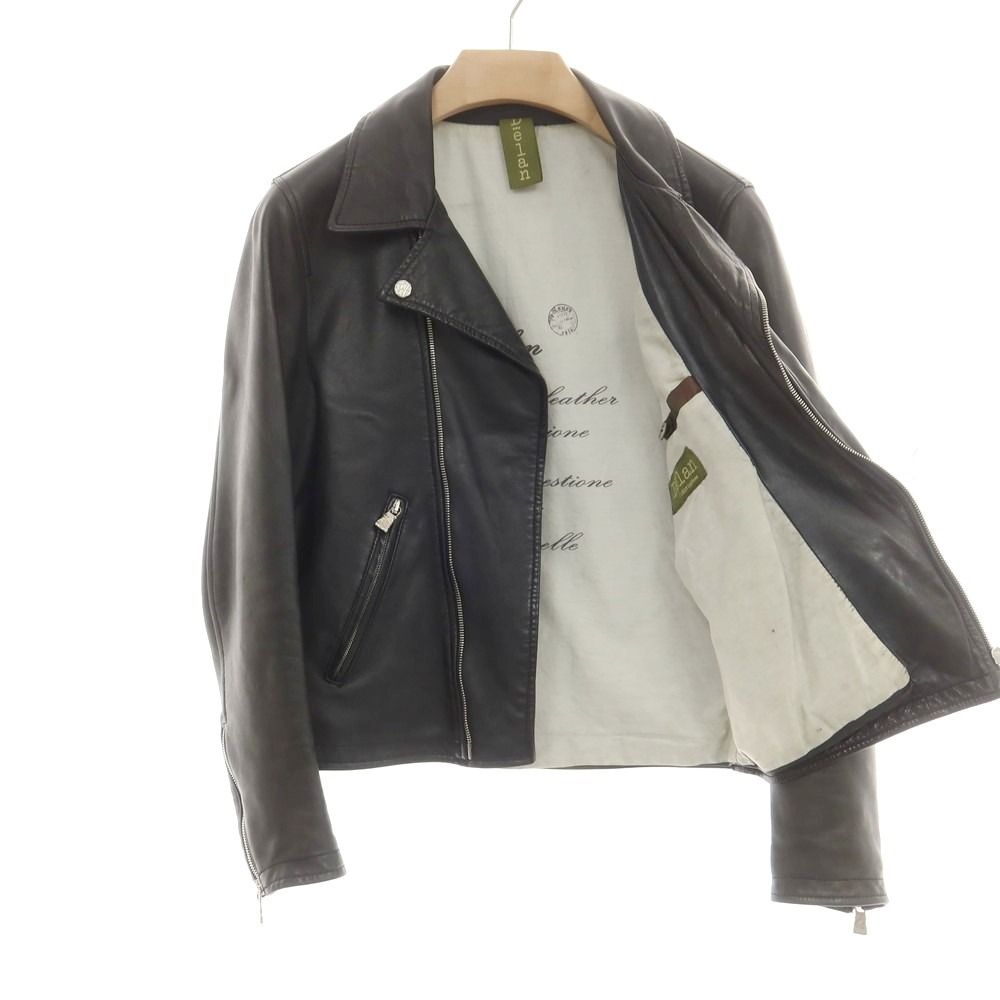 中古】デラン Delan ラムレザー ライダースジャケット ブラック