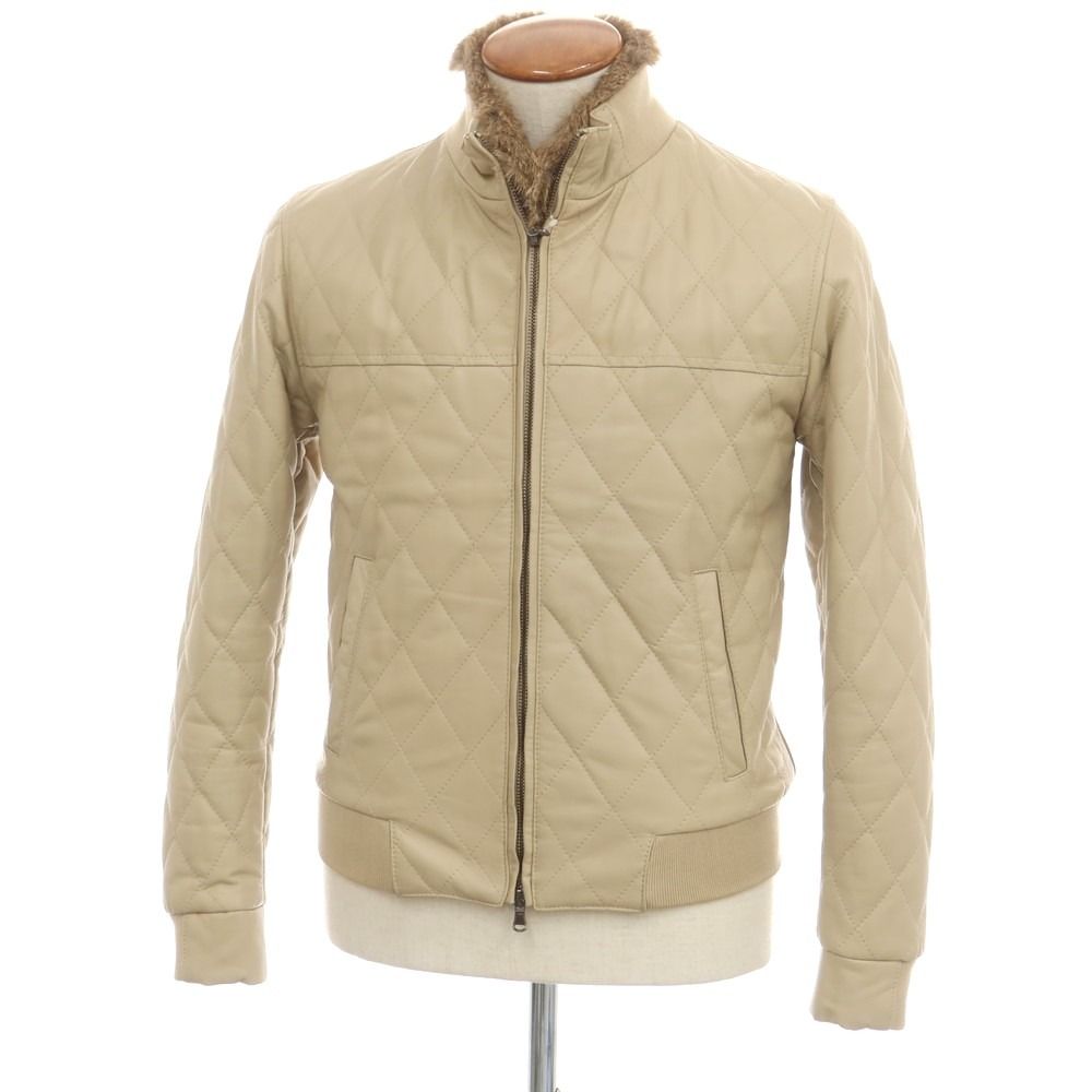 エンメティ EMMETI キルティング ファー レザーブルゾン ベージュ サイズ46 メンズ