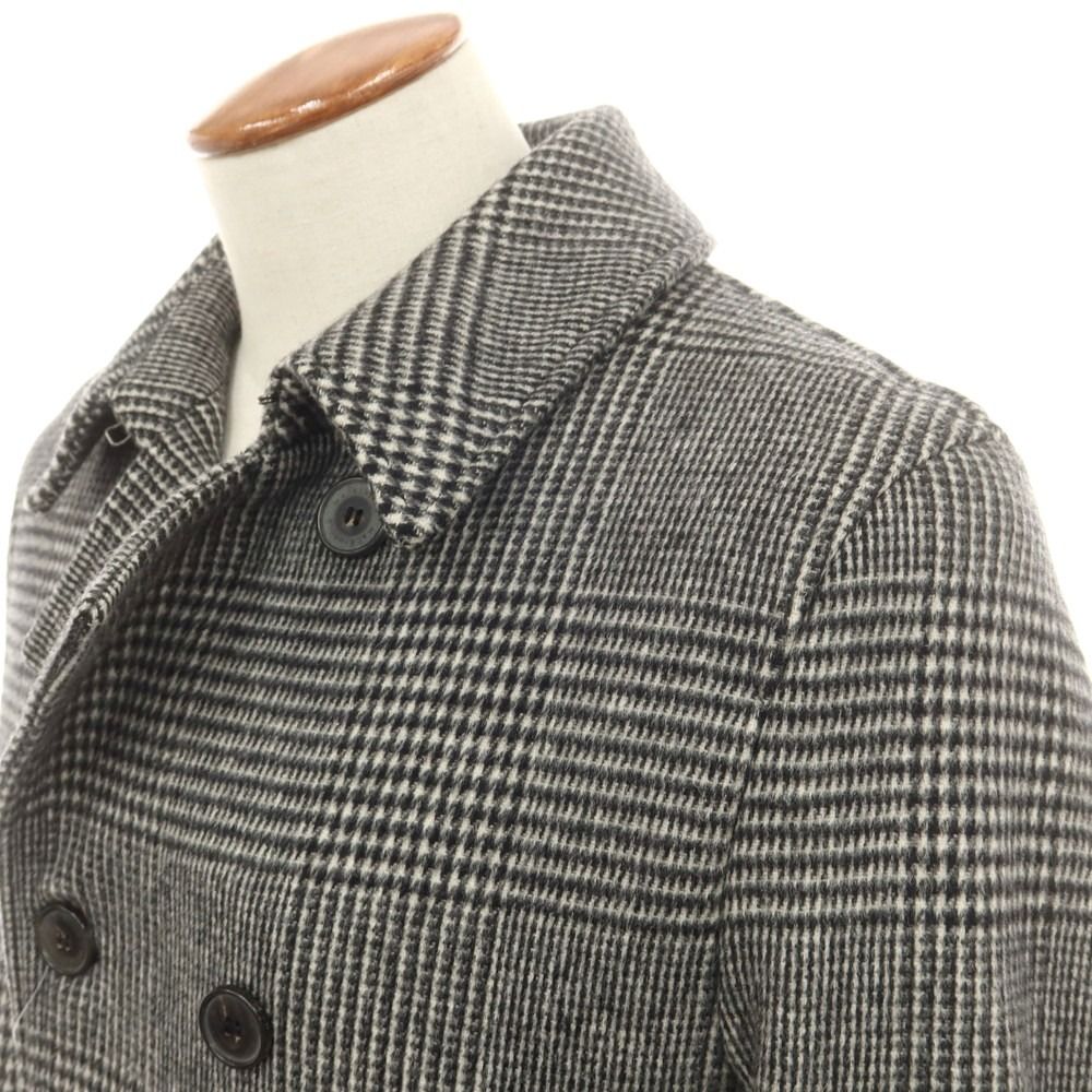 マッキントッシュ Mackintosh ウール グレンチェック ベルテッド ダブルブレストコート ブラックxホワイト サイズ38 メンズ