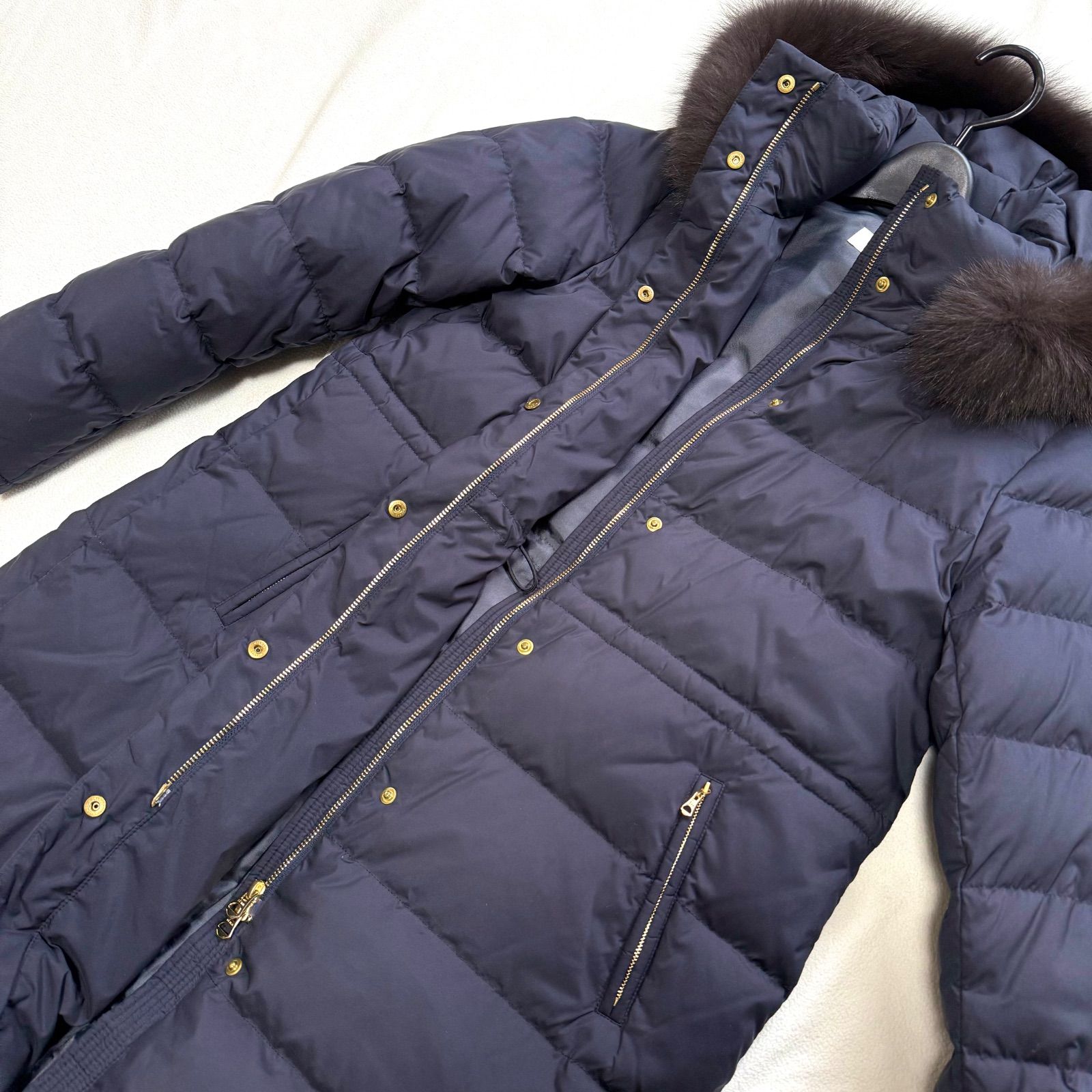 極美品・名作・40・ネイビー✨イエナ タフタ ロング ダウンコート