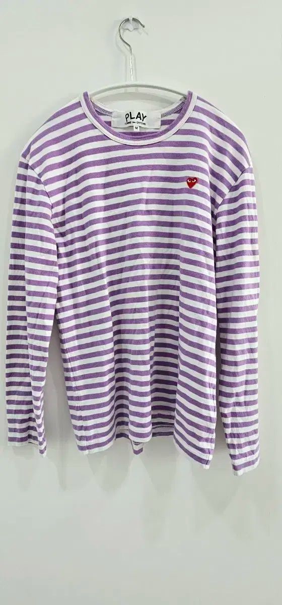 コム デ ギャルソン ストライプ Tシャツ ライトパープル M