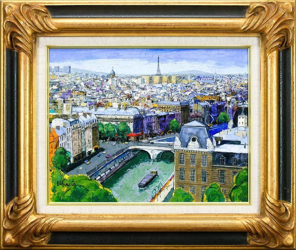 ▽ 田巻洋一 ▽ 1988年制作 肉筆油絵 風景画 F3 額装品