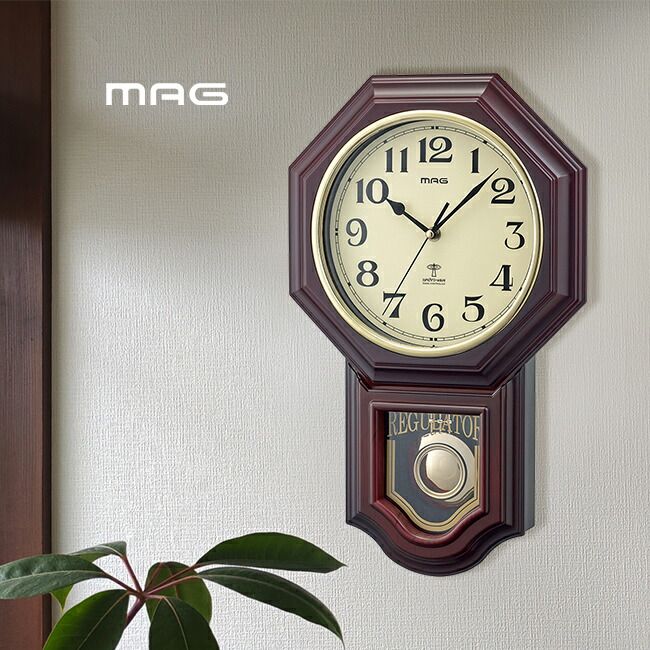 MAG マグ 振り子 電波壁掛け時計 鹿鳴館DX 電波時計 振り子時計 壁掛時計 電波 時計 掛け時計 壁掛け時計 ノア精密 アンティーク 風 レトロ デザイン おしゃれ 和室 洋室 リビング 応接室 オフィス