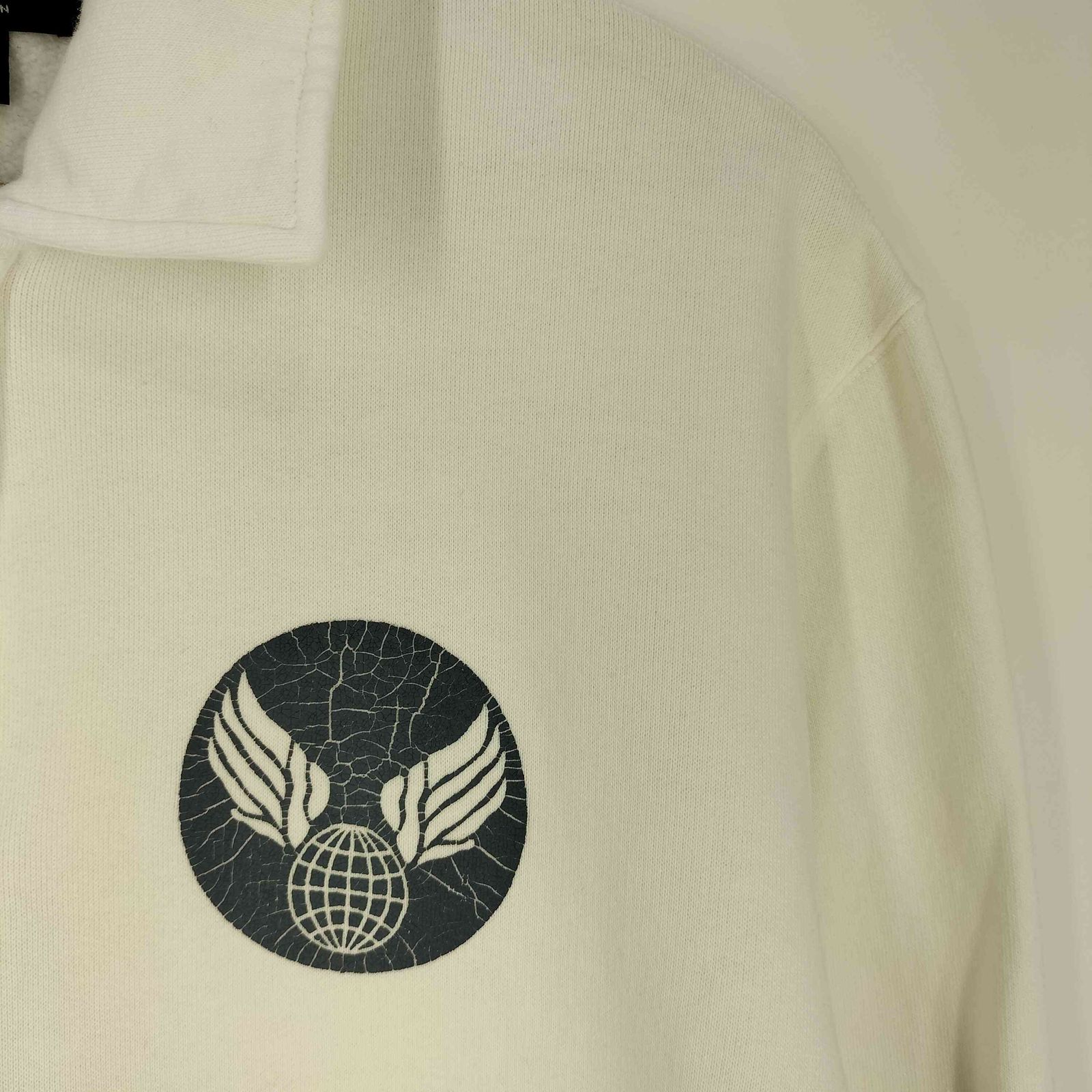 RRL RALPH LAUREN(ダブルアールエルラルフローレン) 復刻 1ツ星 黒タグ MILITALY HALFZIP SWEAT ウィング ボール クラック  プリント ハーフジップスウェット メンズ impo【中古】【ブランド古着バズストア】 ダブルアールエルラルフローレン RRL RALPH LAUREN 節約 復刻 1ツ星 黒