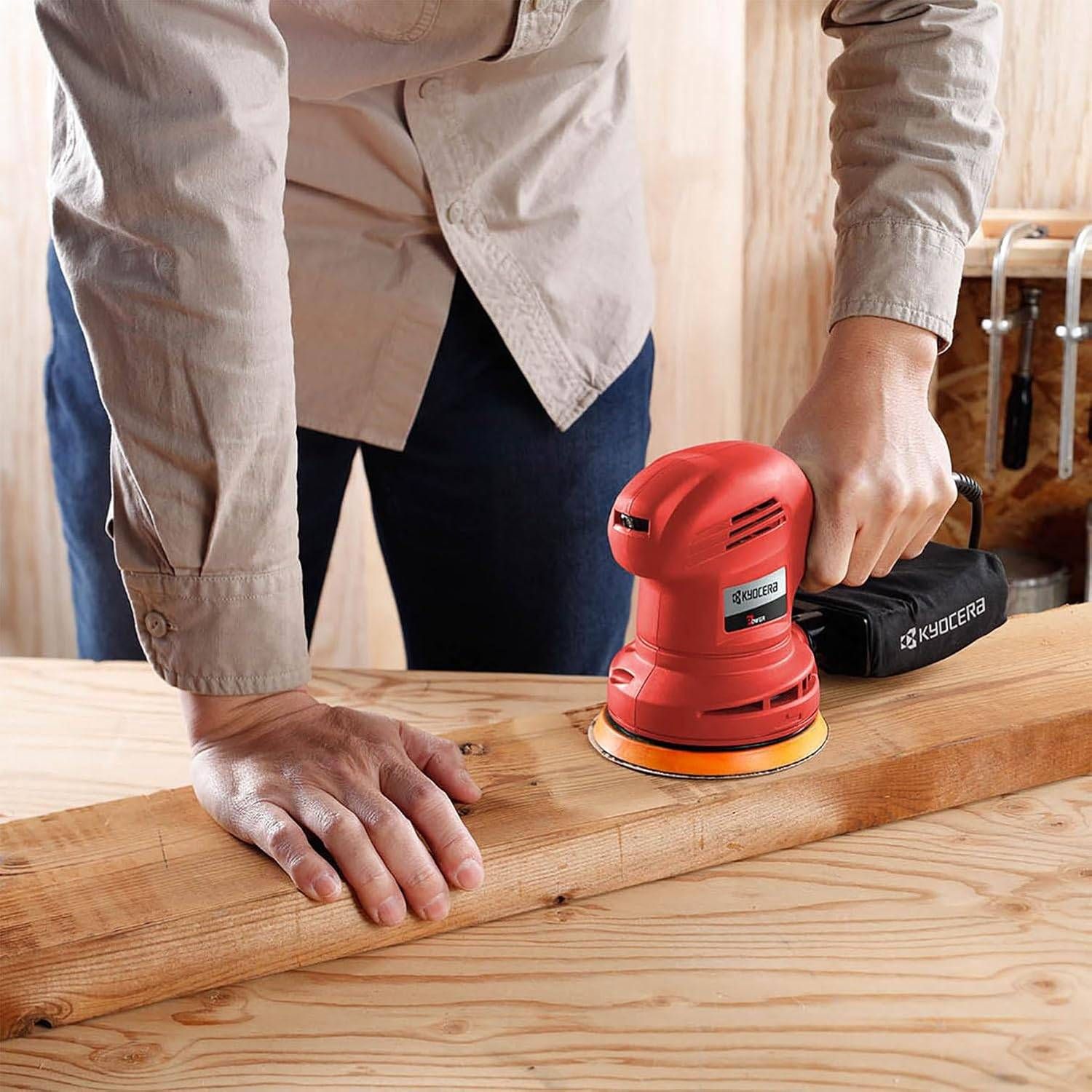 京セラ 旧リョービ サンダポリッシャー RSE-1250 125 mm｜回転調節ダイヤル付き｜車磨き 油膜 うろこ取り 鏡面仕上げ対応 AC 100 V式 ダポリッシャー 電動サンダー 研削