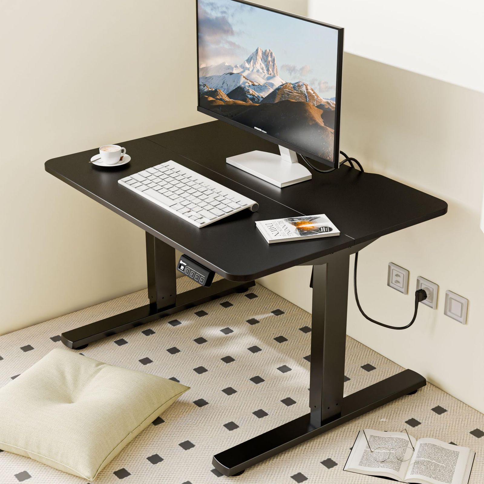 ERGOMAKER 昇降デスク ロータイプ ゲーミングデスク ローデスク 幅80CM*奥行60CM 高さ調整 昇降範囲48-75CM 静音設計 キャスター付き モニターアーム対応 メモリー機能 簡単設置