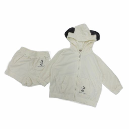 ジェラートピケ gelato pique SNOOPY パイル パーカー&ショートパンツ セットアップ ルームウェア パジャマ ナイトウェア ジップアップ イージー XXS 白 ホワイト PKCT232406 |NU