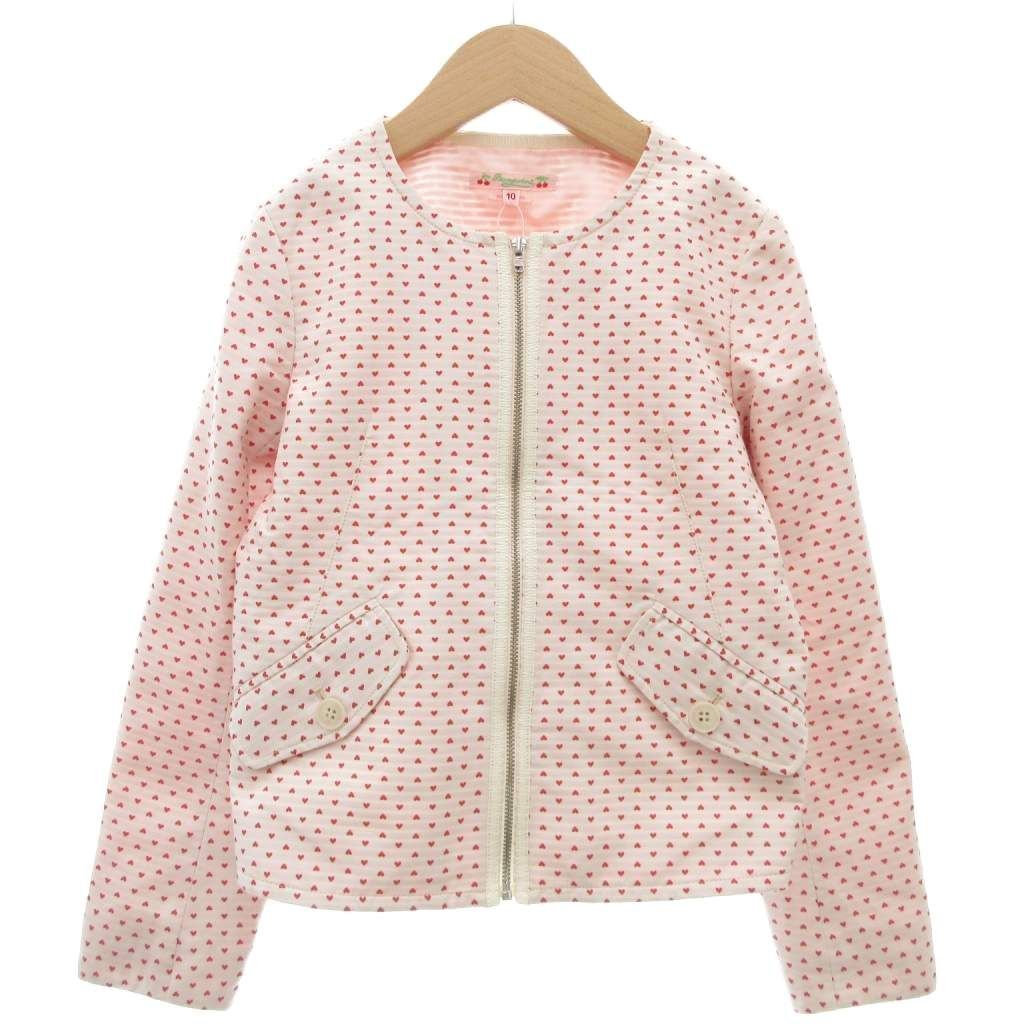 ボンポワン BONPOINT タグ付き ジャケット 140 ジップアップ ハート柄