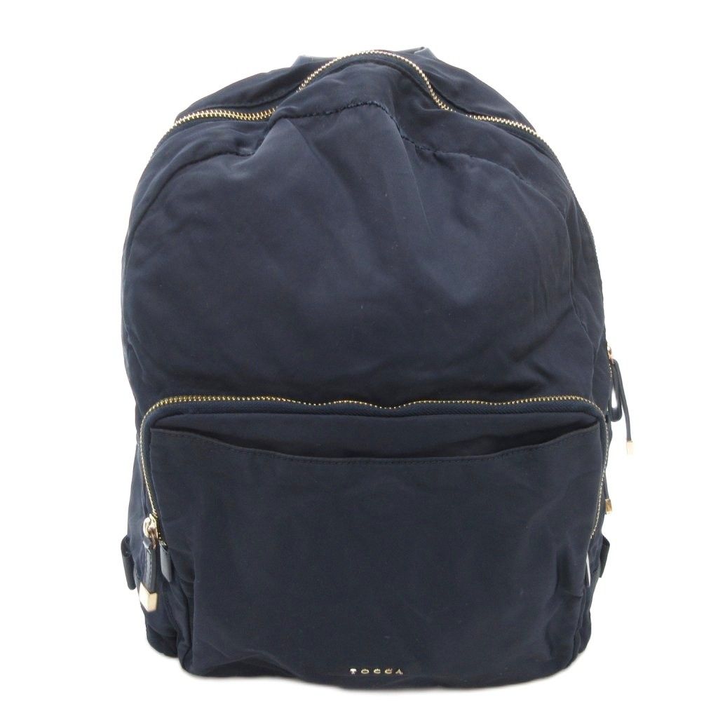 ネイビー ナイロン バックパック トッカ TOCCA リュックサック デイパック ロゴ ナイロン レザー