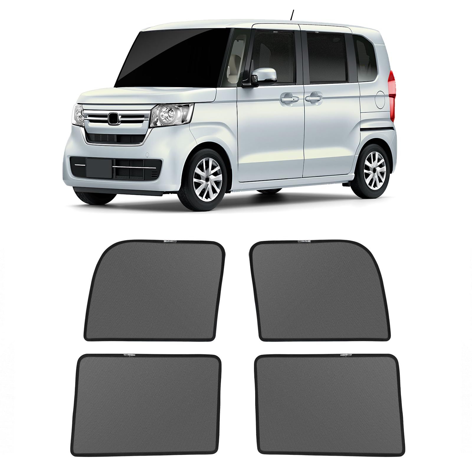 新品 新型 N-BOX JF3 JF4系 2代目 メッシュカーテン マグネット式 遮光 換気 サイドバイザー 車用 NBOX JF3/JF4 サンシェード 車種専用設計 虫除け 折り畳み式 日除け アクセサリー カスタム パーツ 4