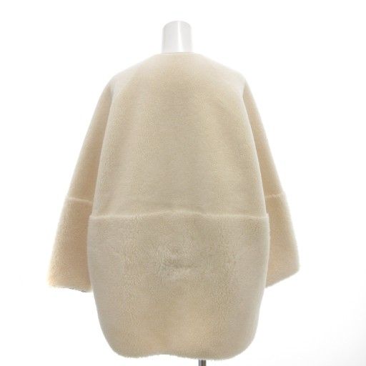 【超特価SALE開催中！】 B-Y ユナイテッドアローズ BEAUTY-YOUTH ビューティー-ユース ボアフェイクムートンリバーシブルコート 2WAY ノーカラー ミドル ハーフ丈 アイボリー |AE