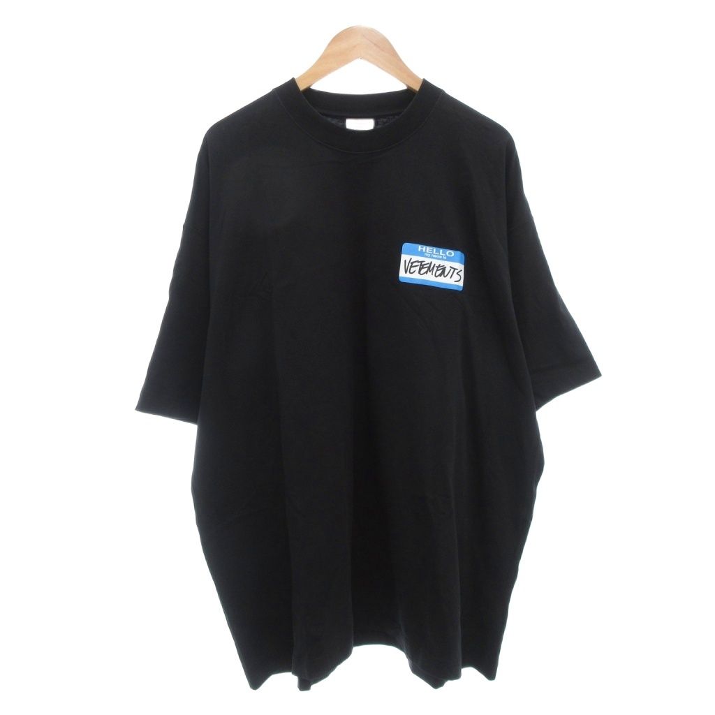 【中古】ヴェトモン ベトモン VETEMENTS LIMITED EDITION HELLO My Name Is Tシャツ M 半袖 ロゴ オーバーサイズ 黒 ヴェトモン ベトモン VETEMENTS LIMITED EDITION HELLO My Name Is T