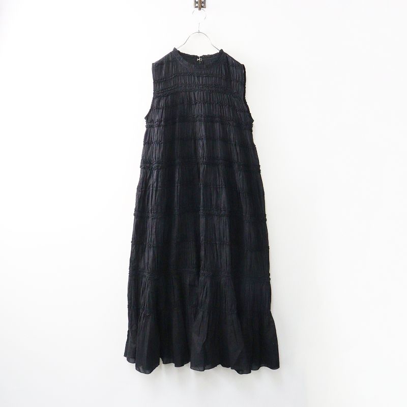 人気アイテム 定4.7万 フィータ Pheeta Billie ビリー ギャザーボリュームノースリーブワンピース 2 ブラック┃ドレス 2400014668667