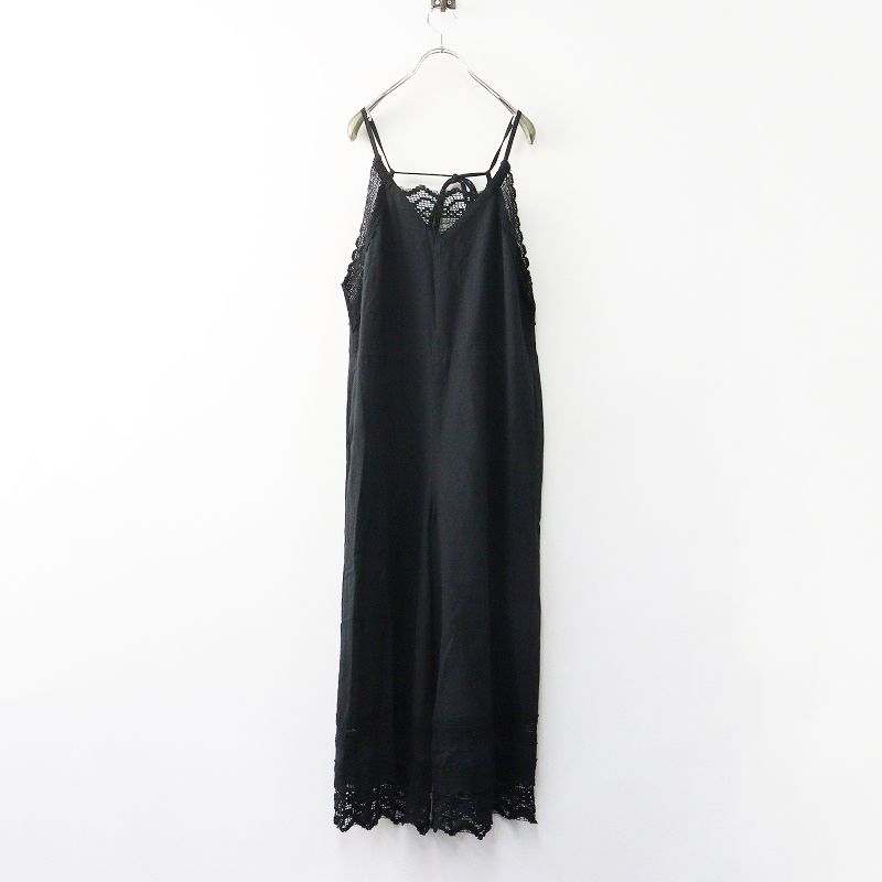 ビアズリー BEARDSLEY レースキャミサロペット パンツ F ブラック┃黒 オールインワン ワンピース 2400014668704
