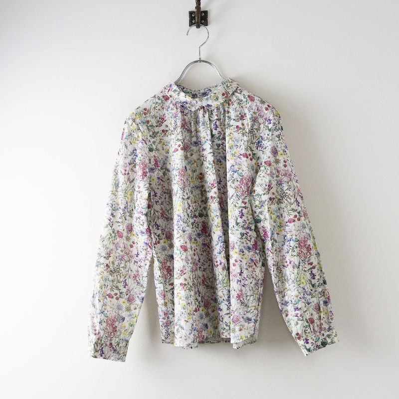 定価1.5万 2025AW パークス Parkes リバティプリント ワイルドフラワーズ 重ね衿プルオーバーブラウス M 紫┃ 2400014669572