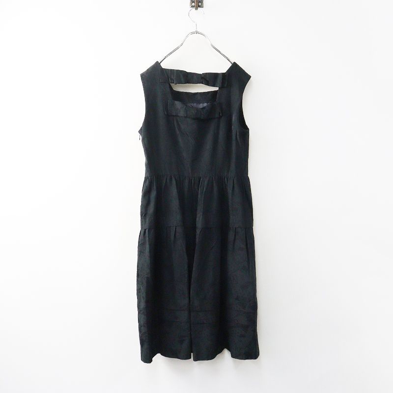 2025 ジェーンマープル Jane Marple キュプラコットン アリスジャガードティアードノースリーブワンピース M ブラック┃ 2400014668858