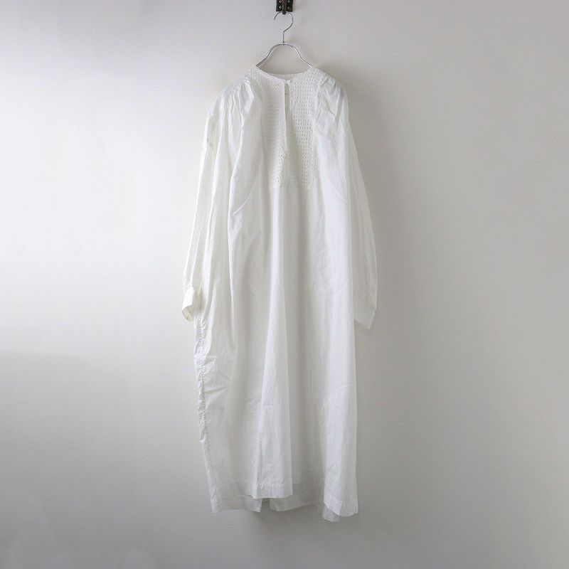 2025SS トゥジュー TOUJOURS WRINKLE COTTON 天然染め 刺繍レース サープリスドレス 1 ホワイト┃ワンピース 2400014673821