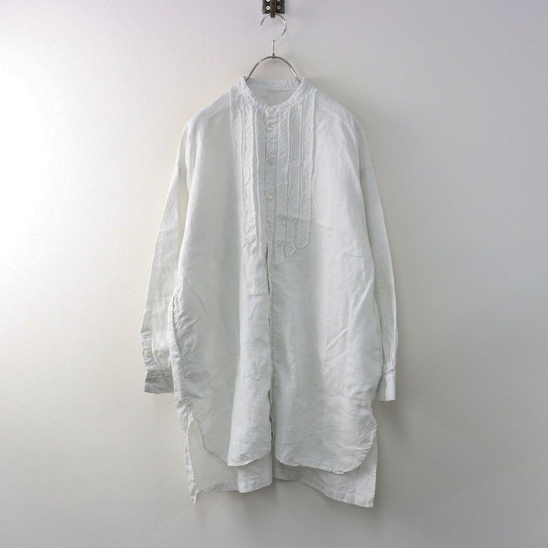 2025AW ネストローブ nest Robe 01233-1044 天然染め ステッチワーク ロングシャツ F ホワイト系┃ブラウス トップス 2400014673708