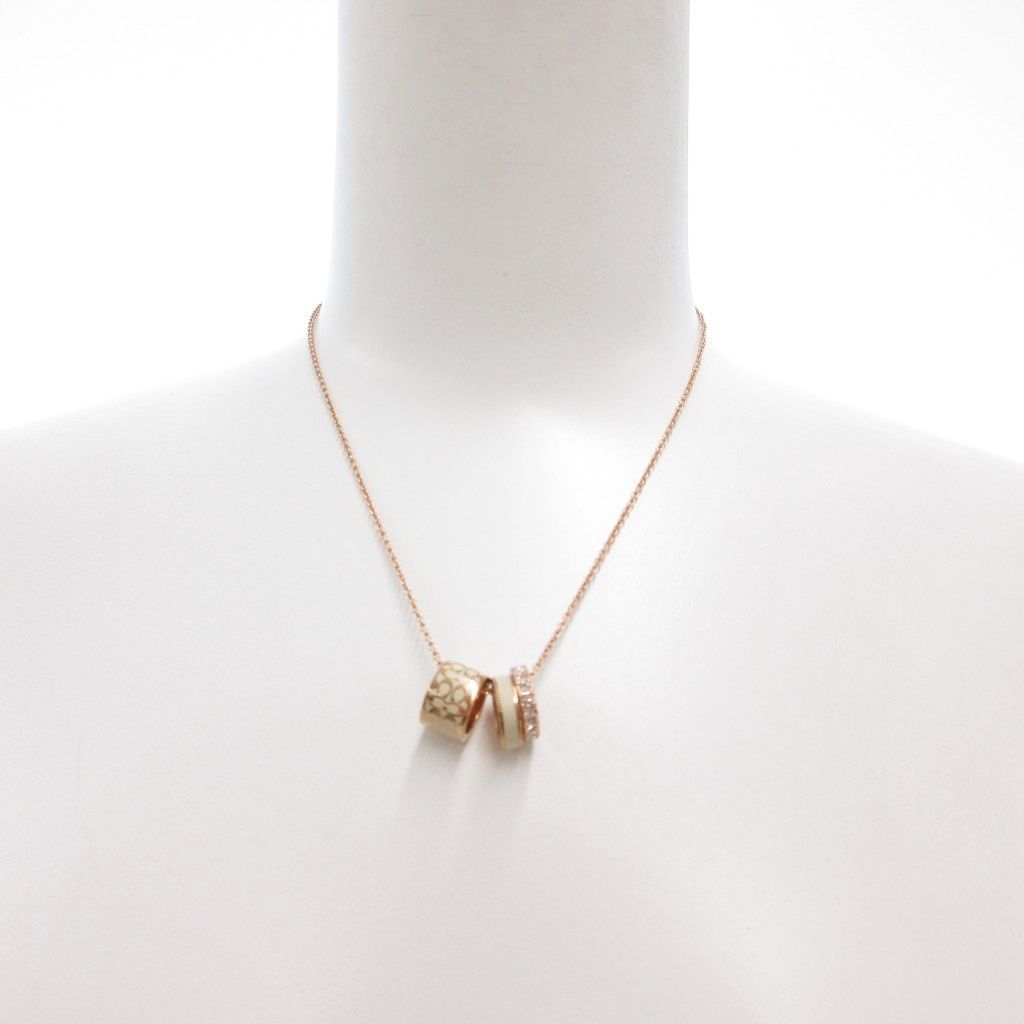 コーチ COACH シグネチャー 3連リング ネックレス ローズゴールド