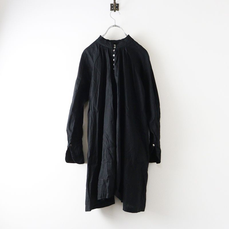 2025SS ネストローブ nest Robe UpcycleLino ラグランスリーブチュニック F|ブラック トップス 長袖 ブラウス 2400014678178